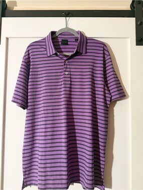 Dunning Golf Striped Purple Short-Sleeve Polo Shirt